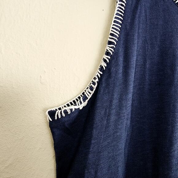Nic + Zoe NZT Scoop Neck T-Shirt Knit Stitch Tank Midi Dress in Navy - Picture 9 of 11